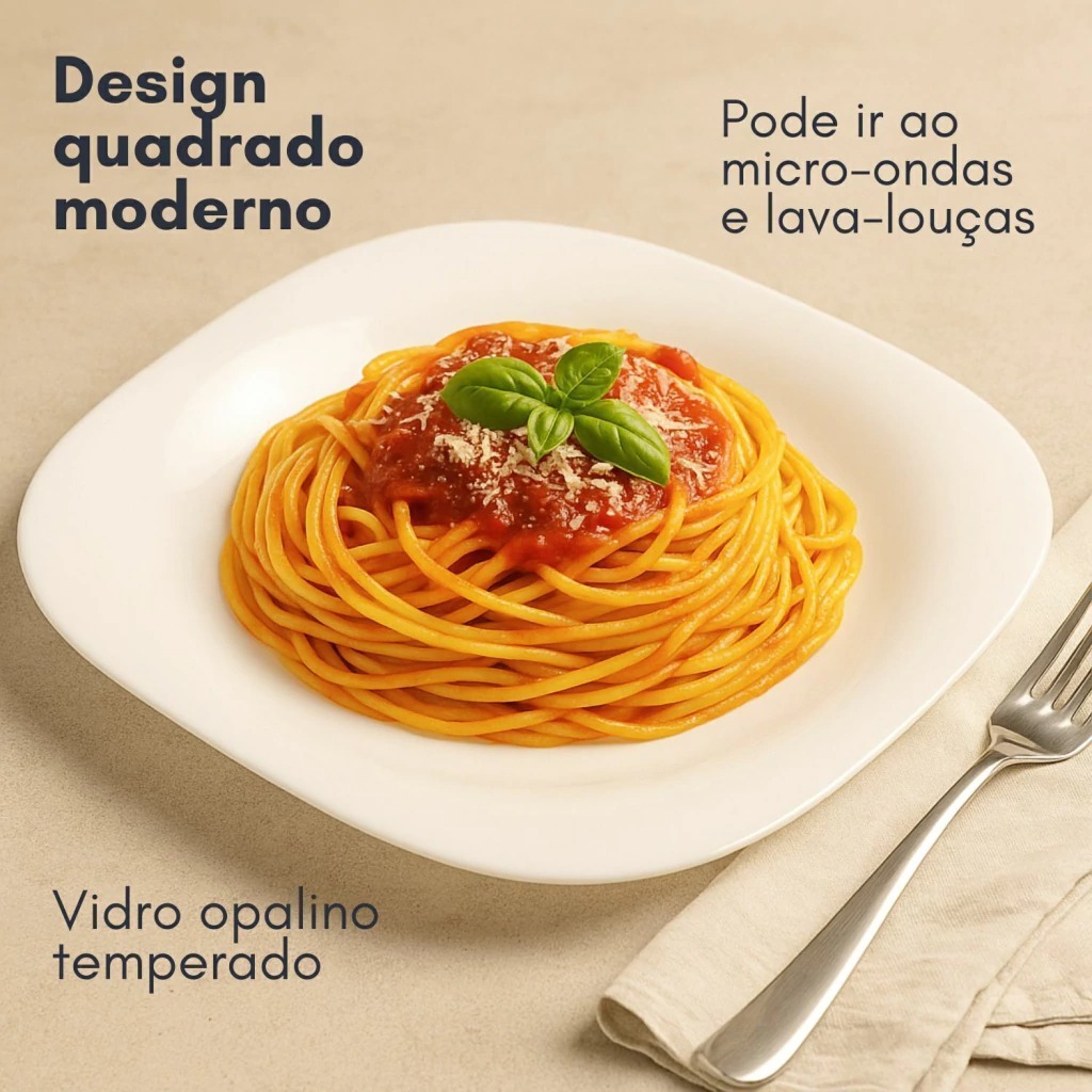 Prato Vidro Raso 27Cm Plaza Duralex Opaline Temperado Nadir