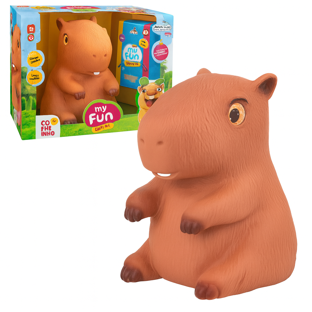 Boneco Capivara Cofrinho Surpresa Olhos Brilham No Escuro Vinil