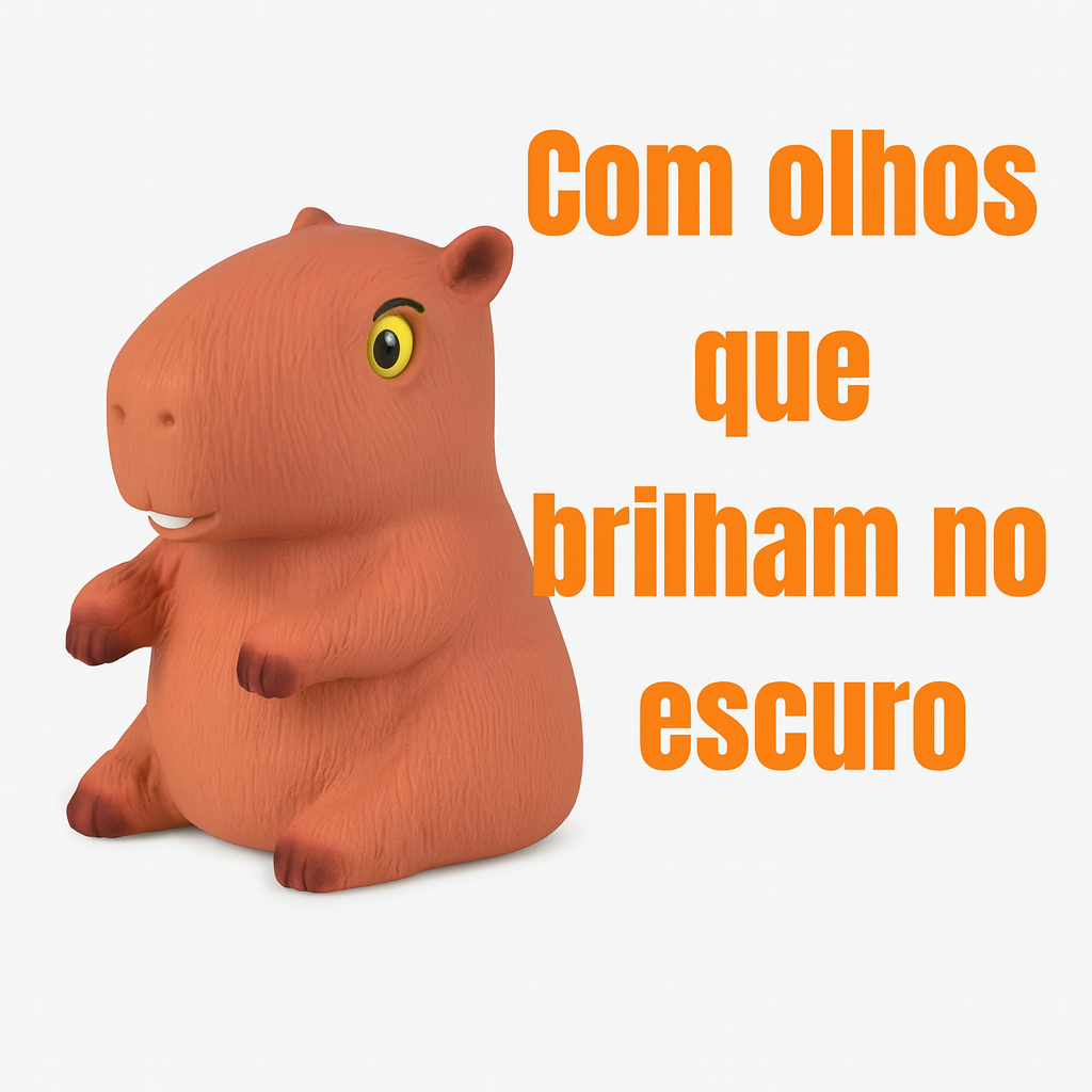 Boneco Capivara Cofrinho Surpresa Olhos Brilham No Escuro Vinil