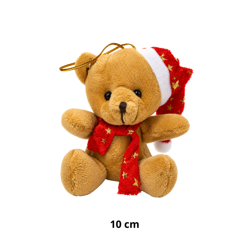Urso de Pelúcia Enfeite Pequeno de Natal 10cm Multiart