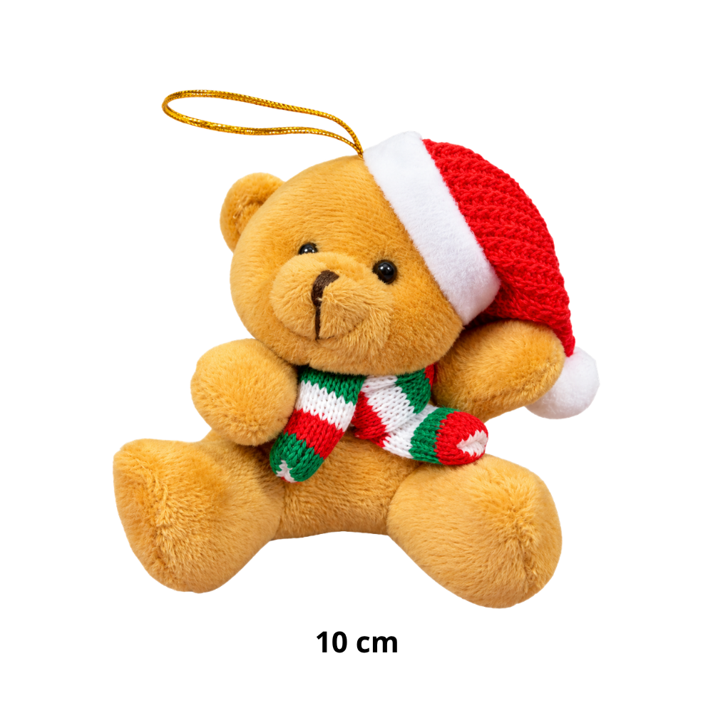Urso de Pelúcia Enfeite Pequeno de Natal 10cm Multiart