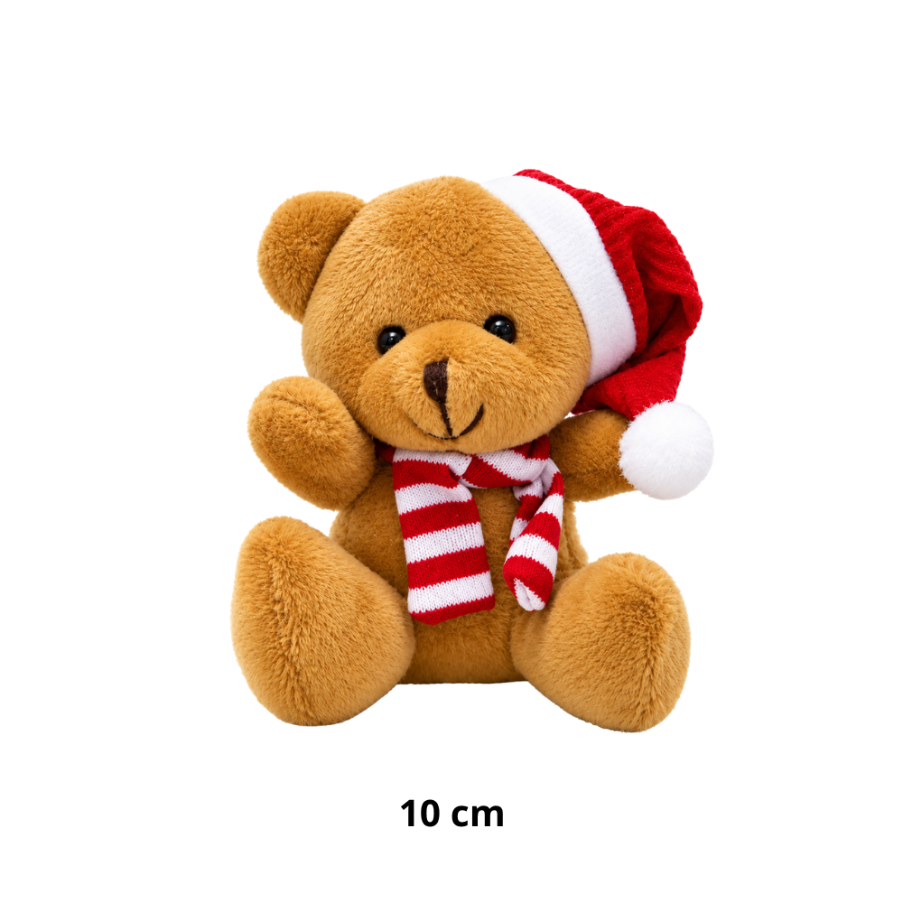 Urso de Pelúcia Enfeite Pequeno de Natal 10cm Multiart