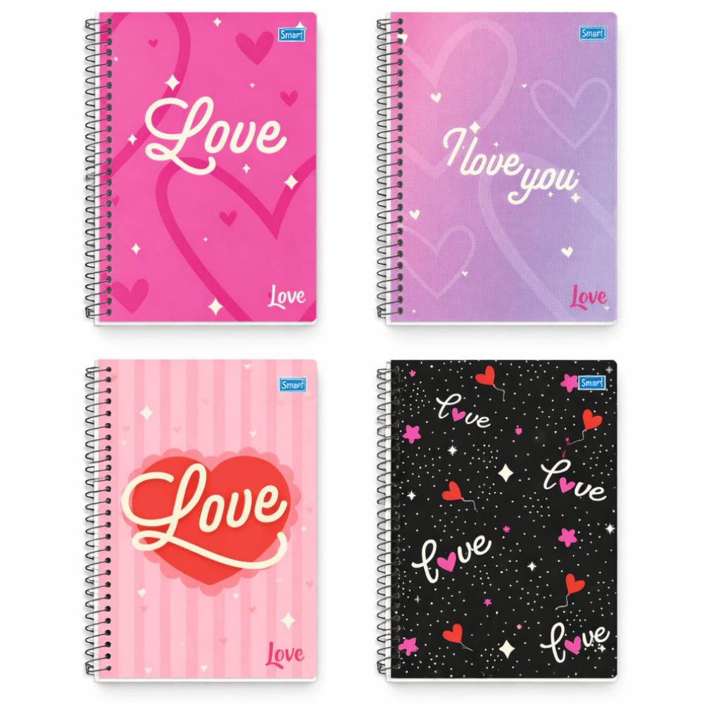 Caderno Love Cd 15 Matérias 240 Folhas Smart