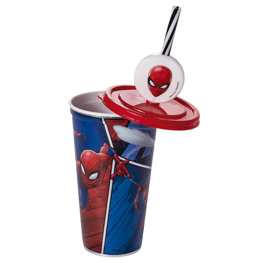 Copo Refri com Pin Homem-Aranha Metalizado 500ml Plasutil