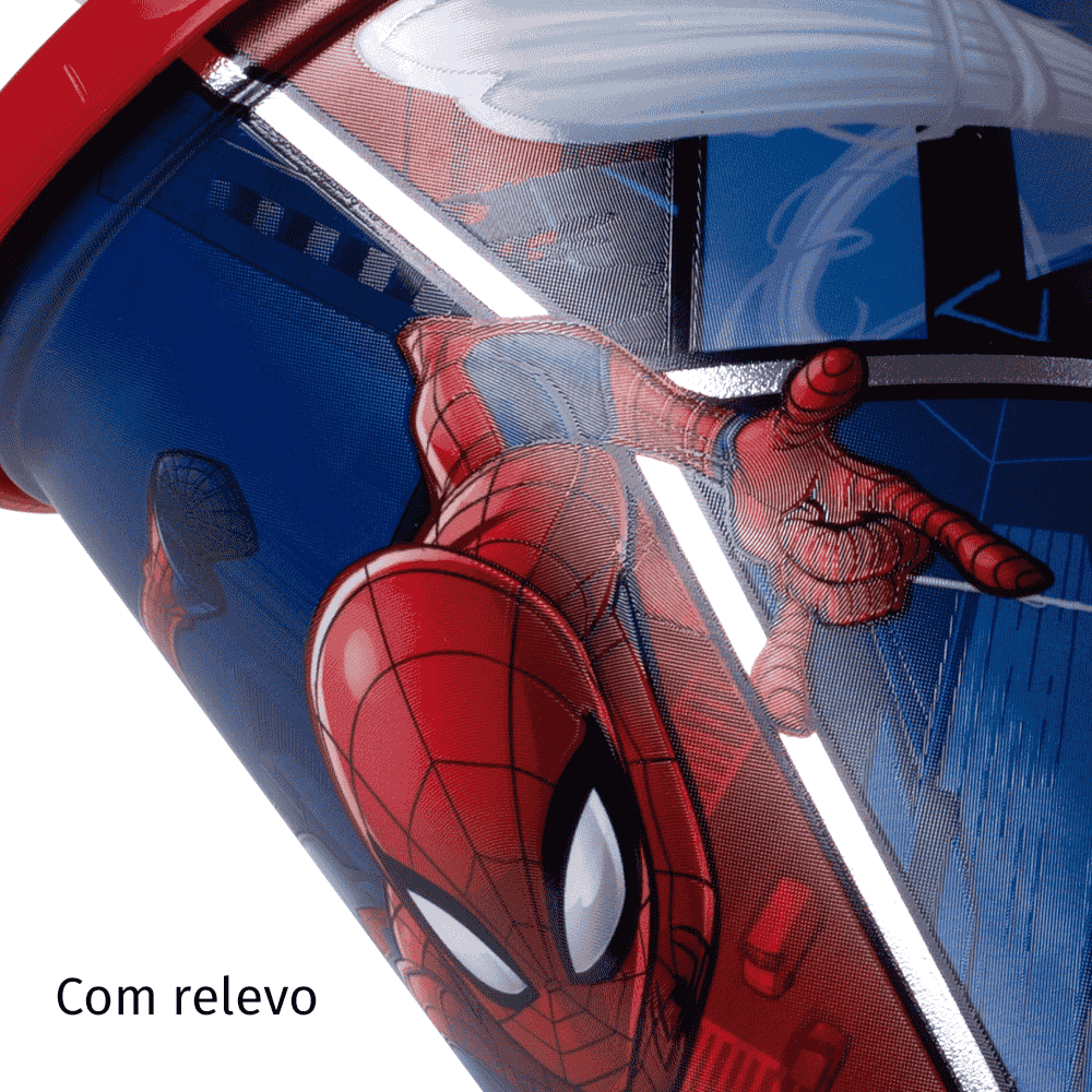 Copo Refri com Pin Homem-Aranha Metalizado 500ml Plasutil