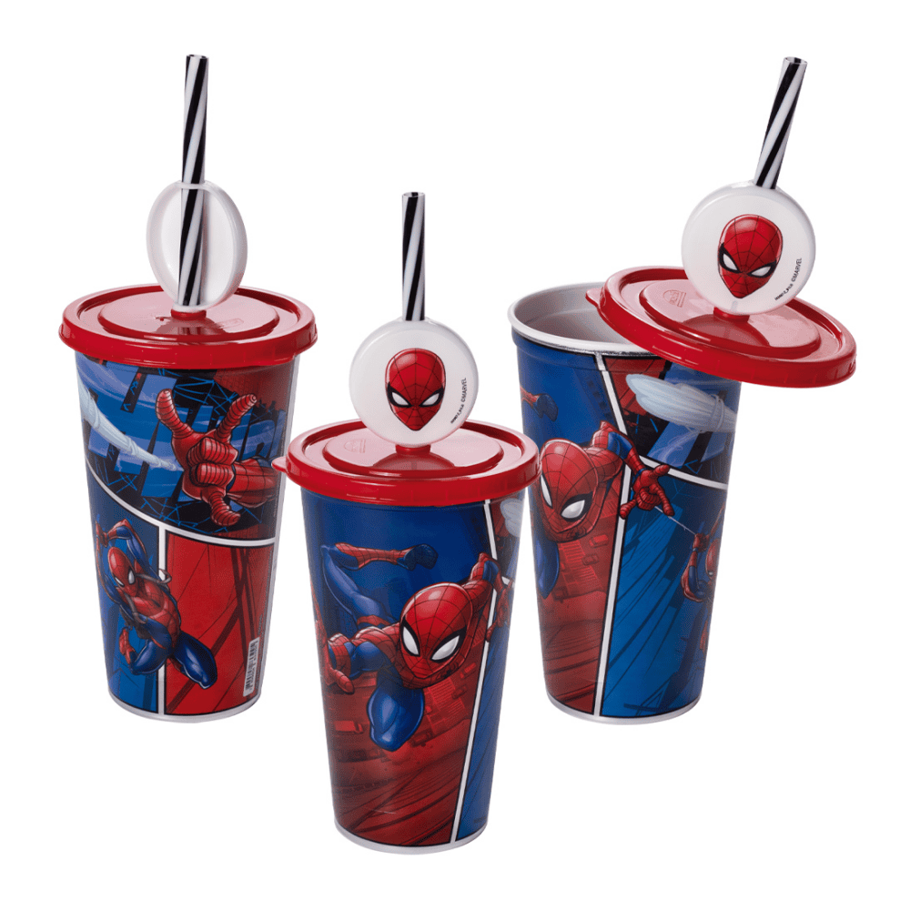Copo Refri com Pin Homem-Aranha Metalizado 500ml Plasutil
