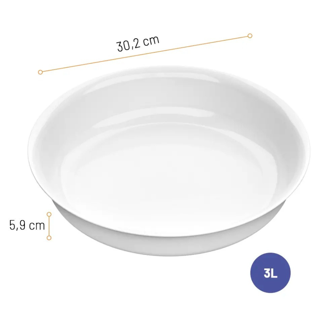 Assadeira Redonda Branca Marinex Opaline De 3L