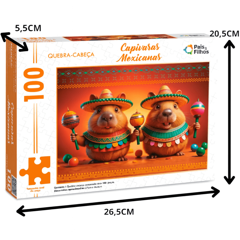 Quebra-Cabeça 100 Peças Capivaras Mexicanas Gala