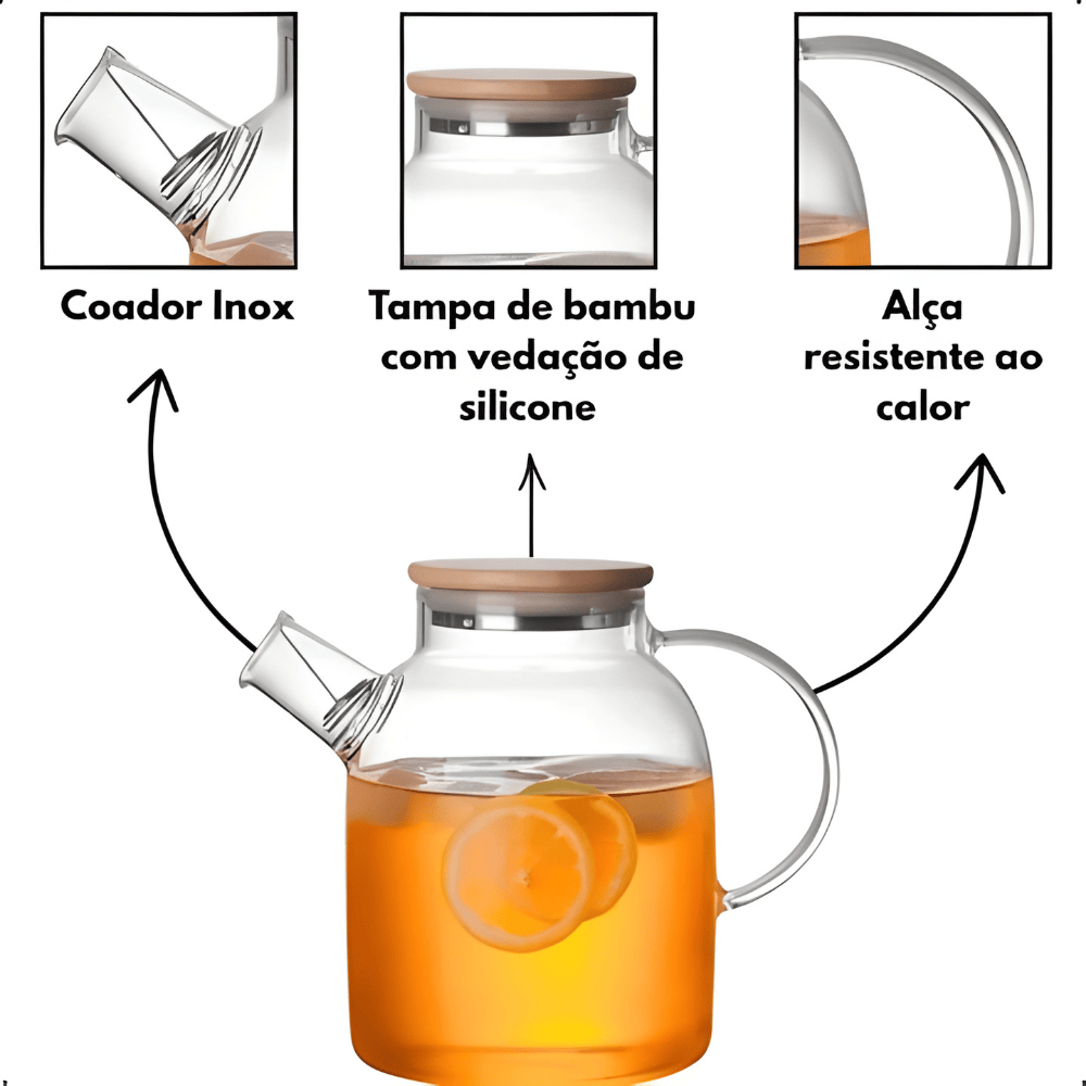 Chaleira C/Tampa Em Bambu 1,8Lt