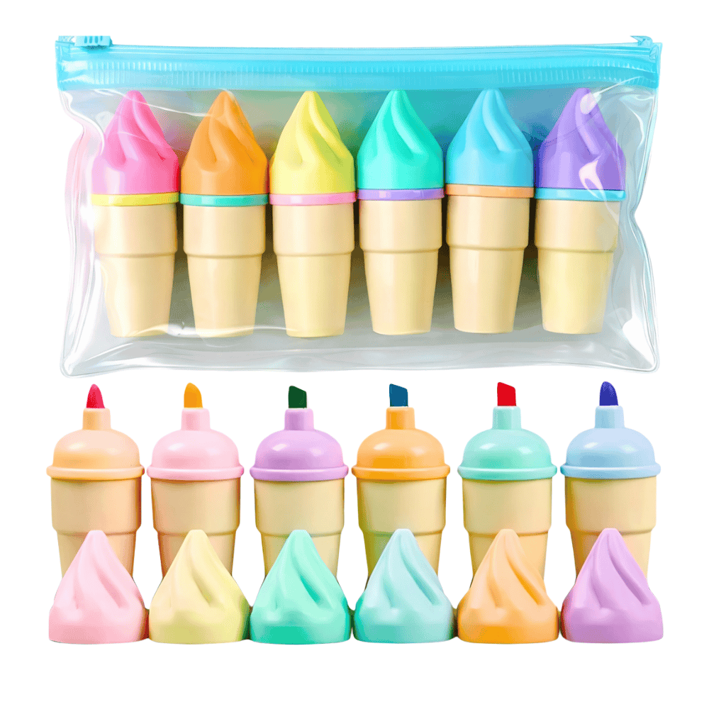 Kit 6 Canetas Marca-Texto Sorvete Interponte