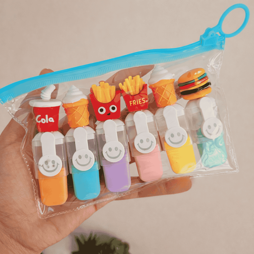Kit 6 Canetas Marca-Texto Lanches Interponte