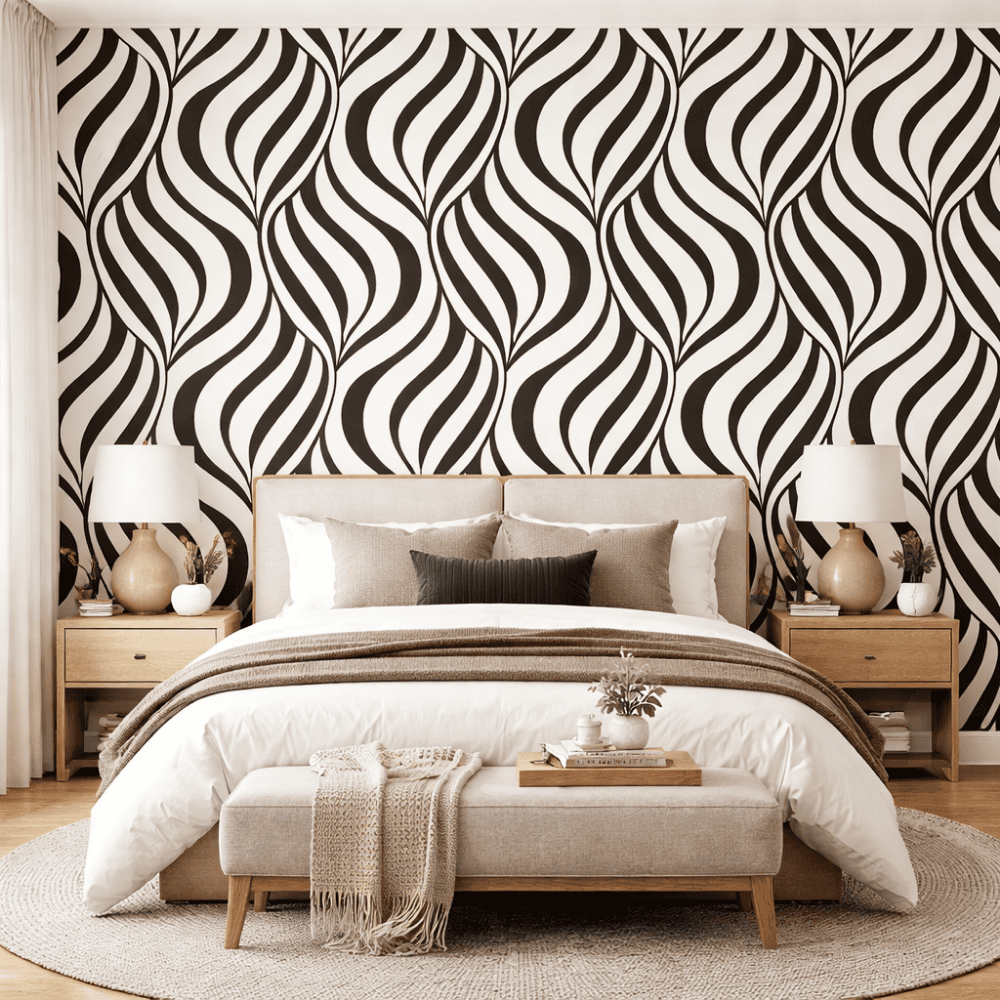 Papel Decorativo Auto Adesivo Ondas Linha Marrom 45Cmx5M Yins