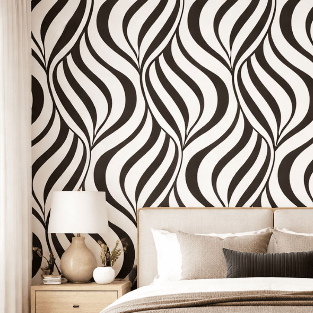Papel Decorativo Auto Adesivo Ondas Linha Marrom 45Cmx5M Yins
