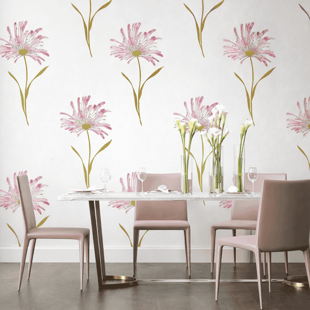 Papel Decorativo Auto Adesivo 45Cmx5M Dália Rosa Yins