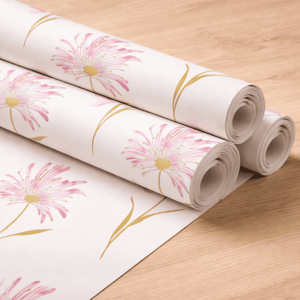 Papel Decorativo Auto Adesivo 45Cmx5M Dália Rosa Yins