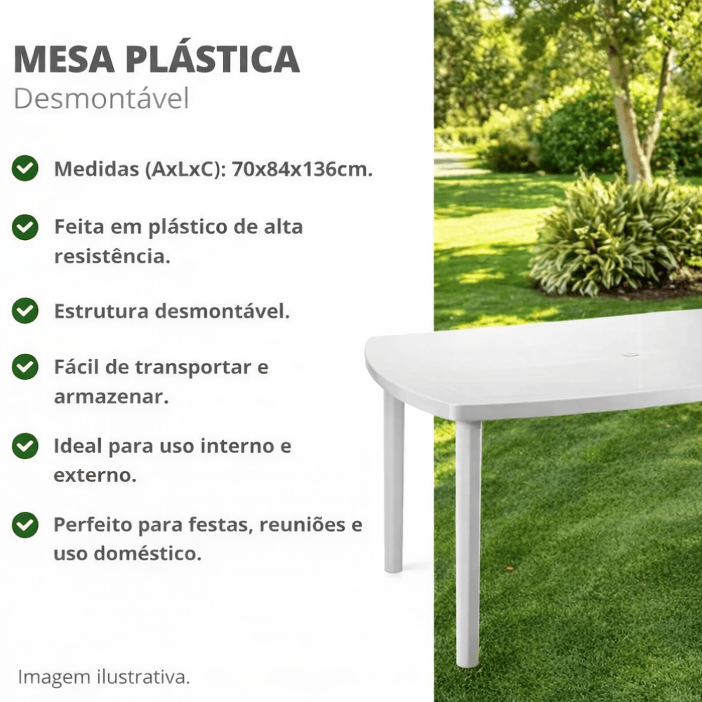 Mesa Retangular Desmontável Grande Plasnew