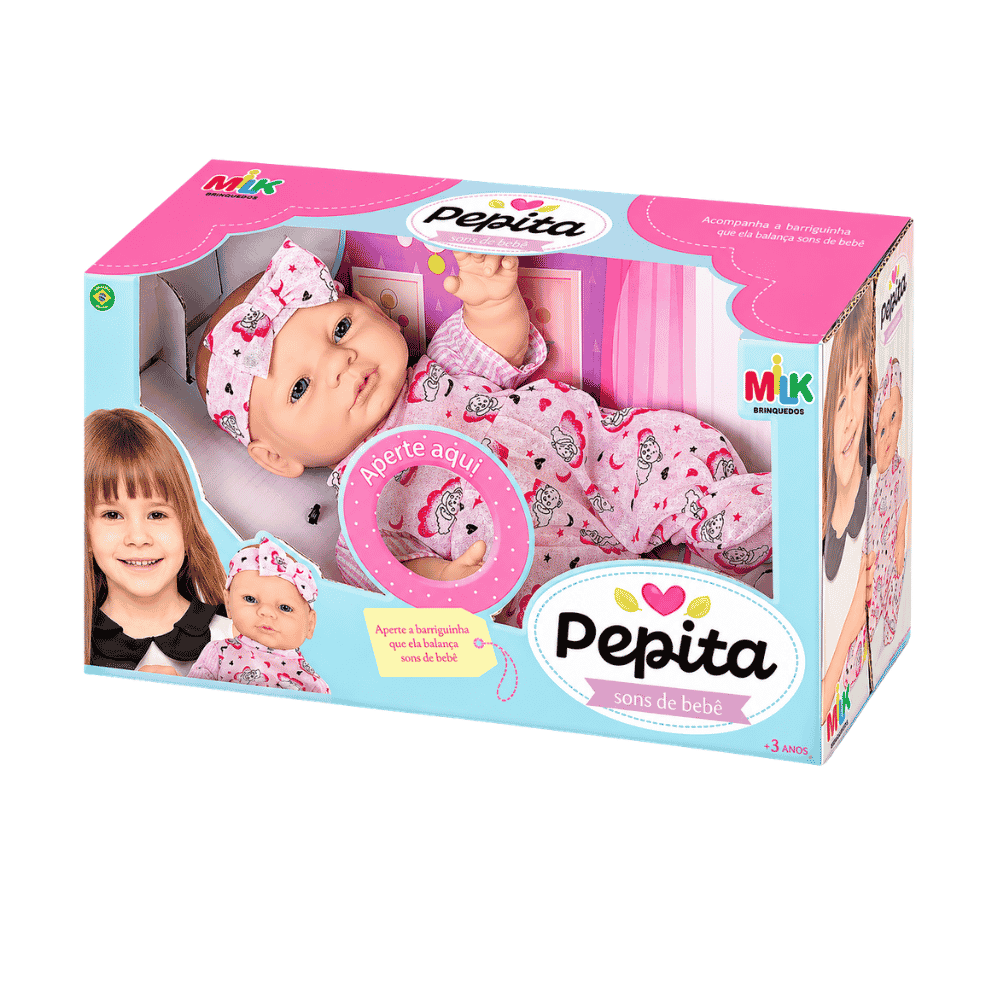 Boneca Pepita Sons de Bebê Milk