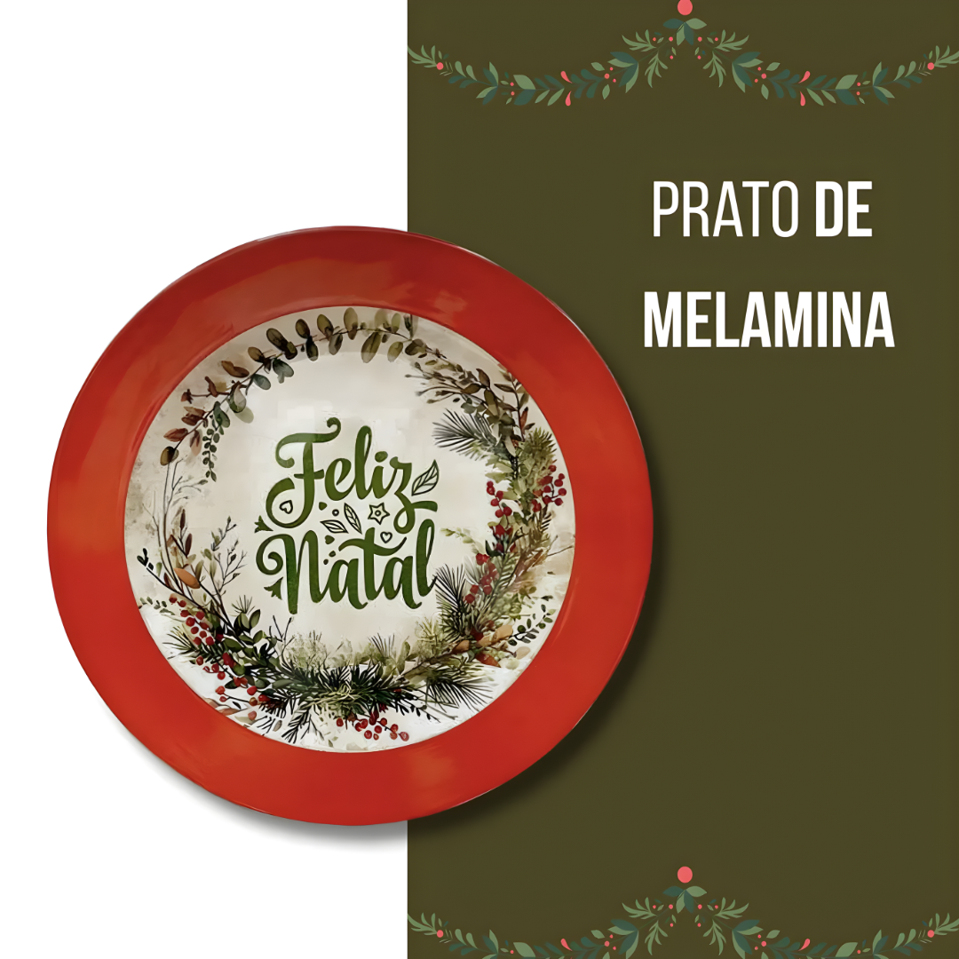 Prato de Melamina Redondo Jantar Guirlanda 25cm Rio Master