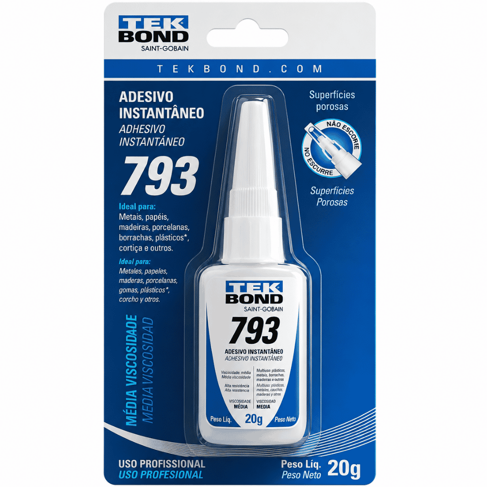 Adesivo Instantâneo 793 20g Bico Antientupimento Tekbond