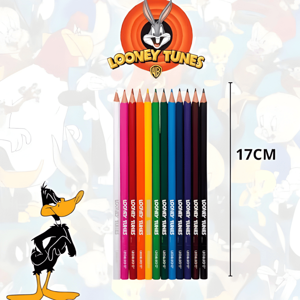 Lápis De Cor 12 Cores Triangular Looney Tunes