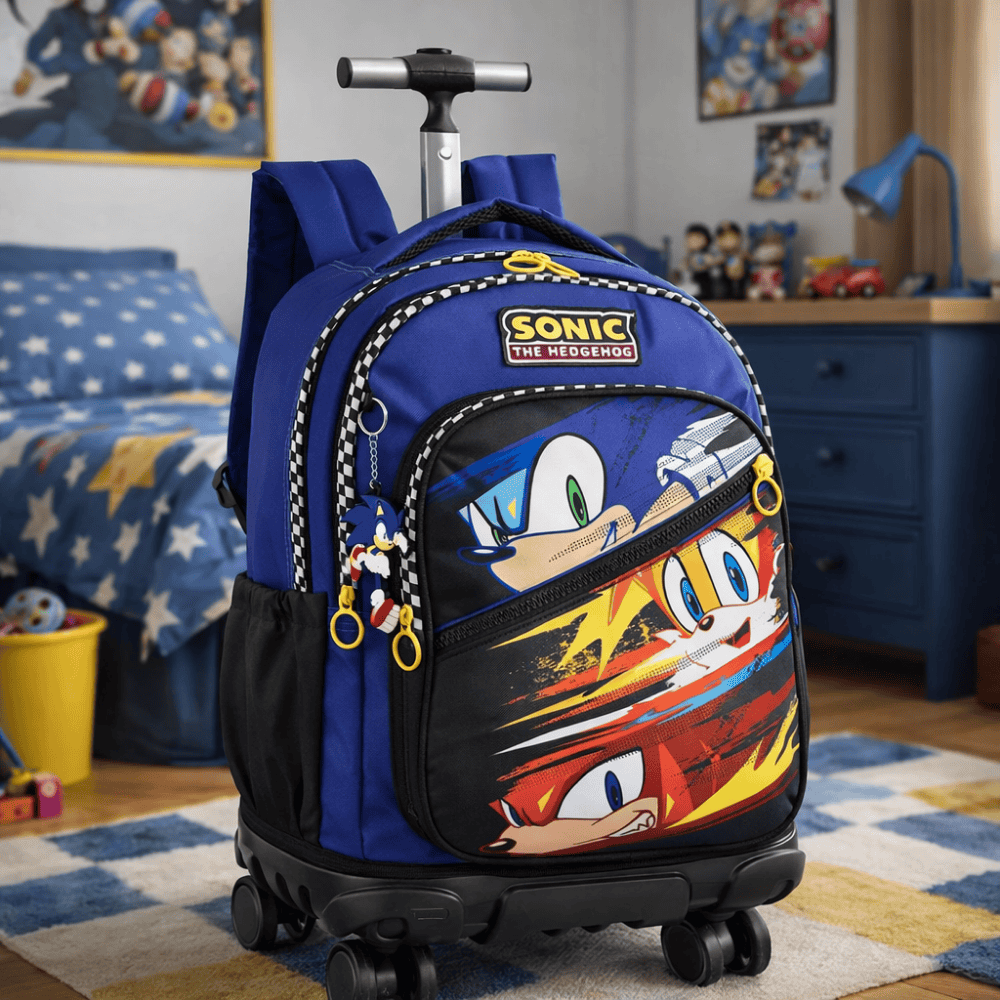 Mochila Com Rodas Sonic Azul Maxlog