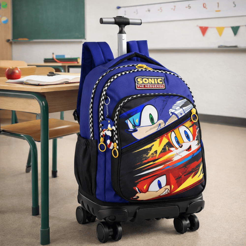 Mochila Com Rodas Sonic Azul Maxlog