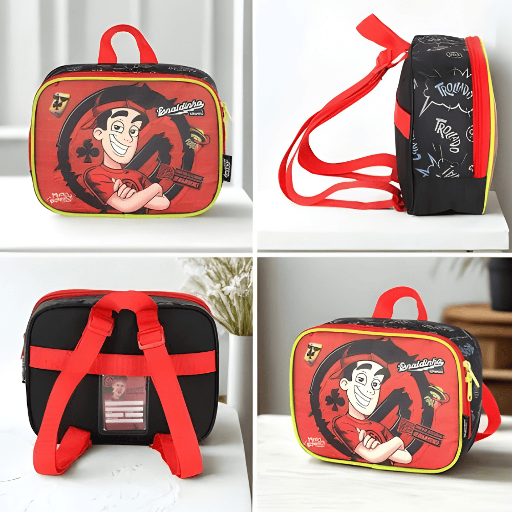 Kit Mochila/Estojo/Lancheira Enaldinho Vermelho