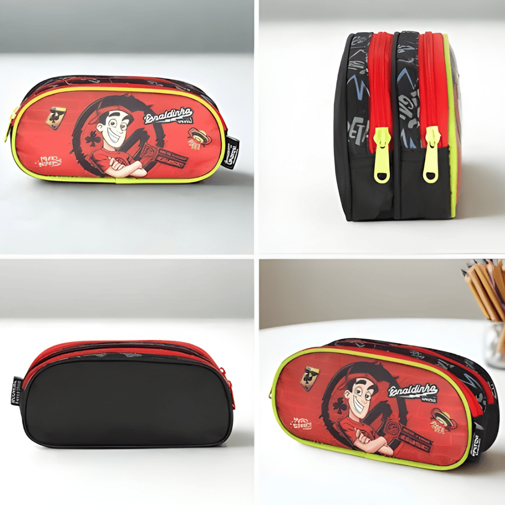 Kit Mochila/Estojo/Lancheira Enaldinho Vermelho
