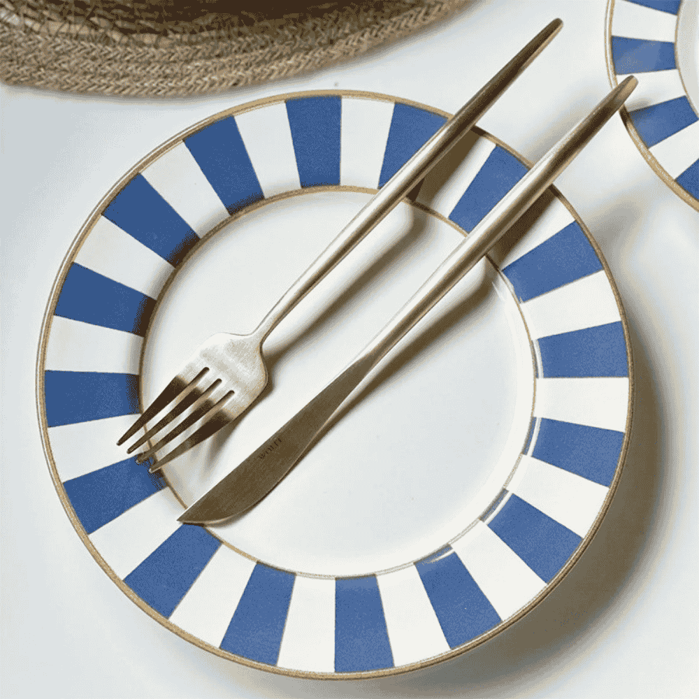 Prato De Sobremesa Stripe Azul Plus Alleanza