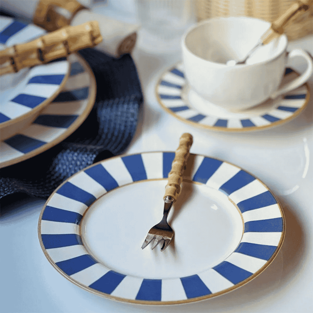 Prato De Sobremesa Stripe Azul Plus Alleanza