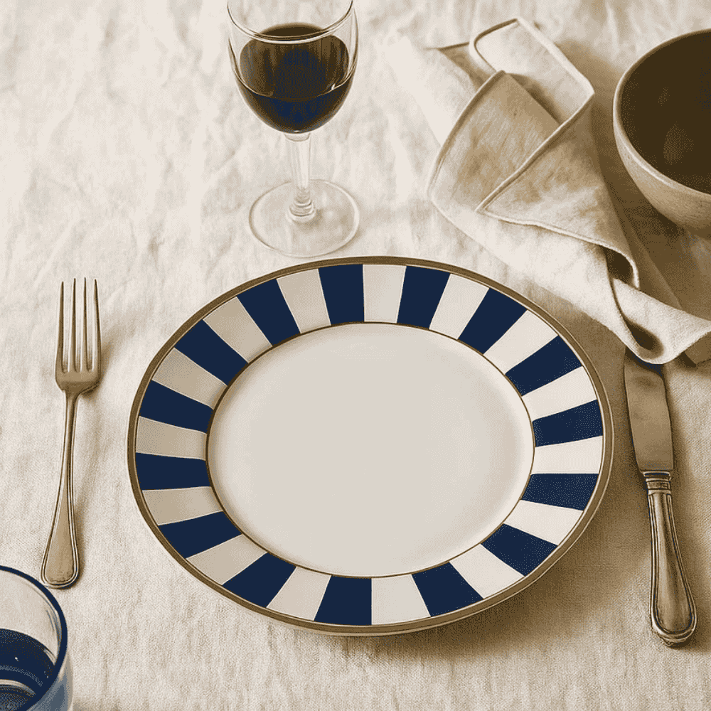 Prato De Sobremesa Stripe Azul Plus Alleanza