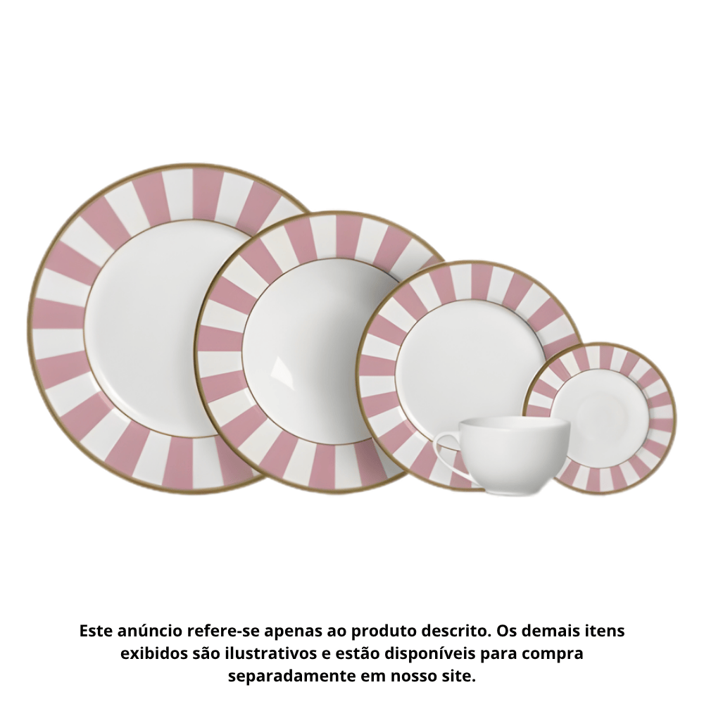 Prato Fundo Stripe Rosa Plus Alleanza