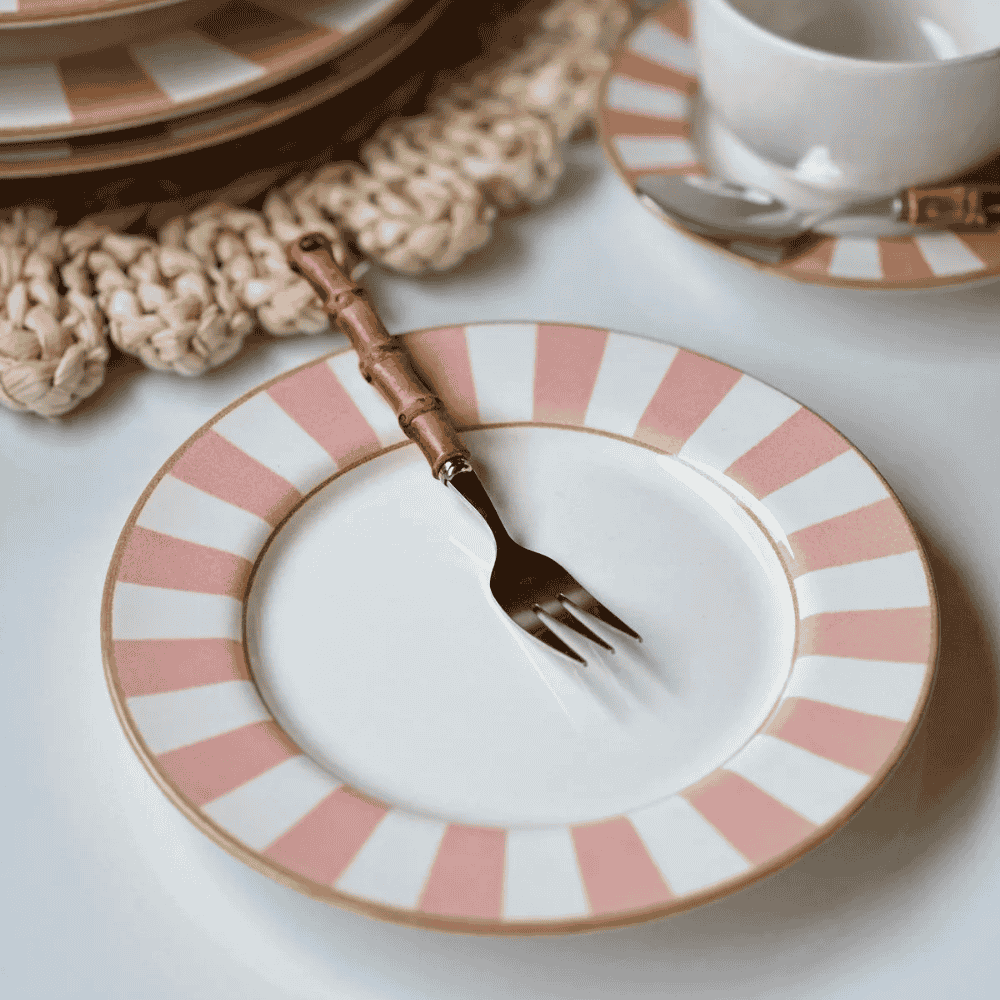 Prato De Sobremesa Stripe Rosa Plus Alleanza