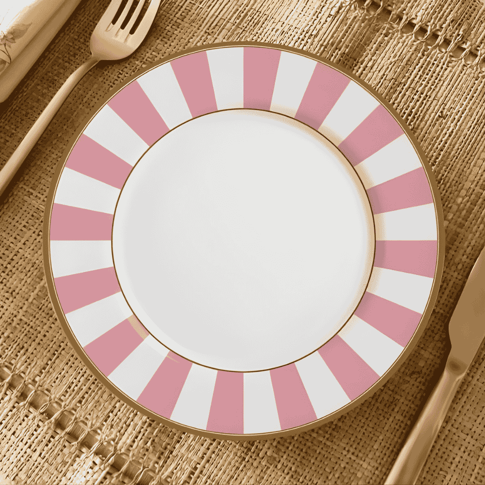 Prato De Sobremesa Stripe Rosa Plus Alleanza