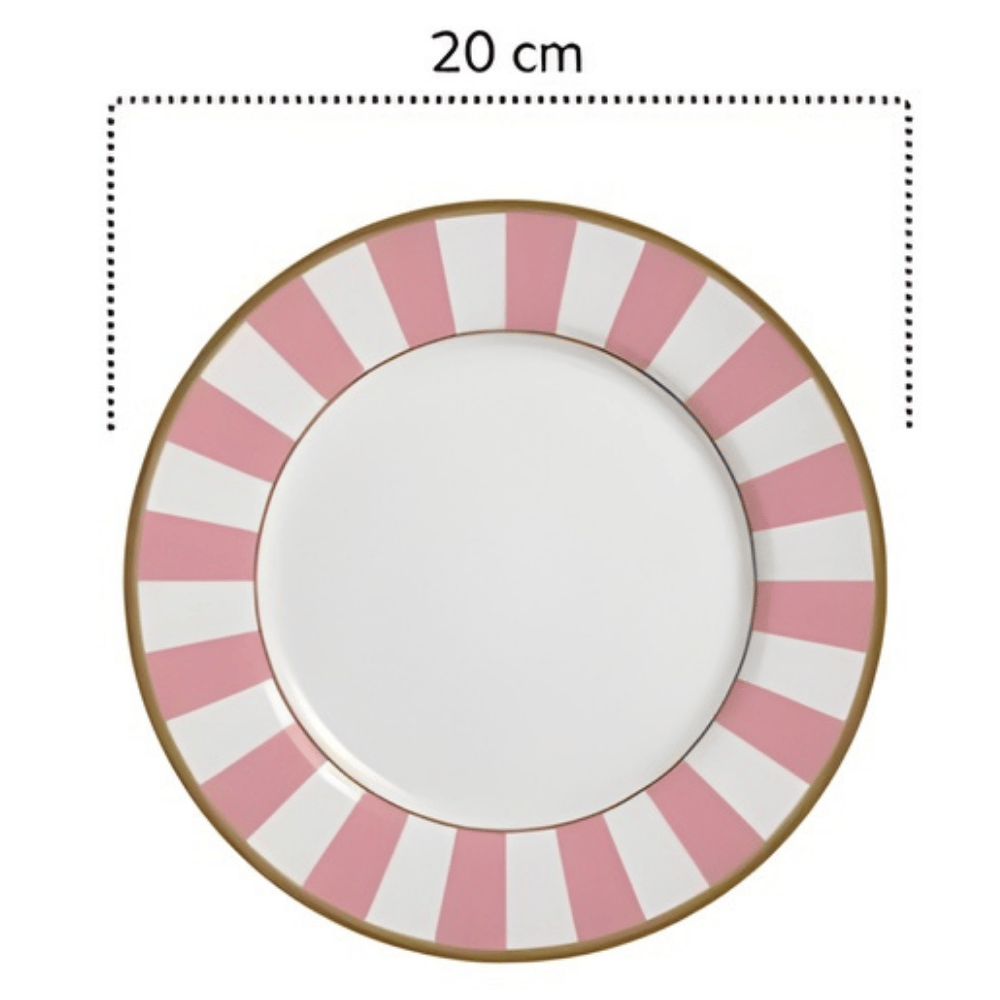 Prato De Sobremesa Stripe Rosa Plus Alleanza