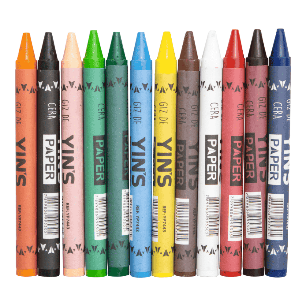 Giz De Cera 12 Cores Tradicional Yins