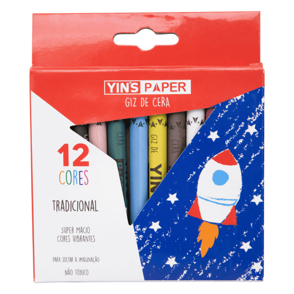 Giz De Cera 12 Cores Tradicional Yins