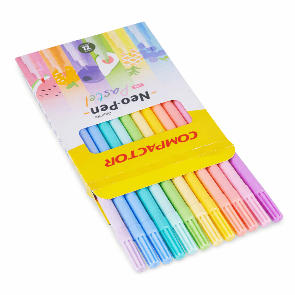 Hidrografica Neo-Pen Gigante Com 12 Cores Pastéis Compactor