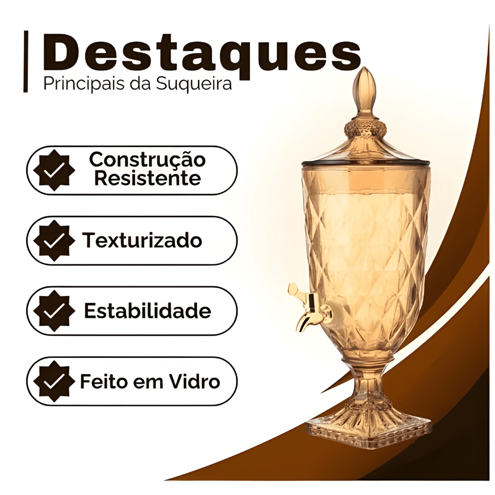 Suqueira Diamond Âmbar Vidro 5 Litros Flashgoods