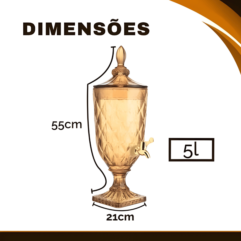 Suqueira Diamond Âmbar Vidro 5 Litros Flashgoods
