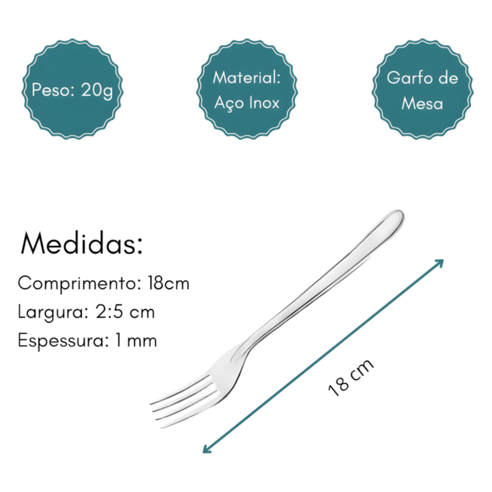 Garfo De Mesa Oriente Original Steel - Cx 12 Unidades