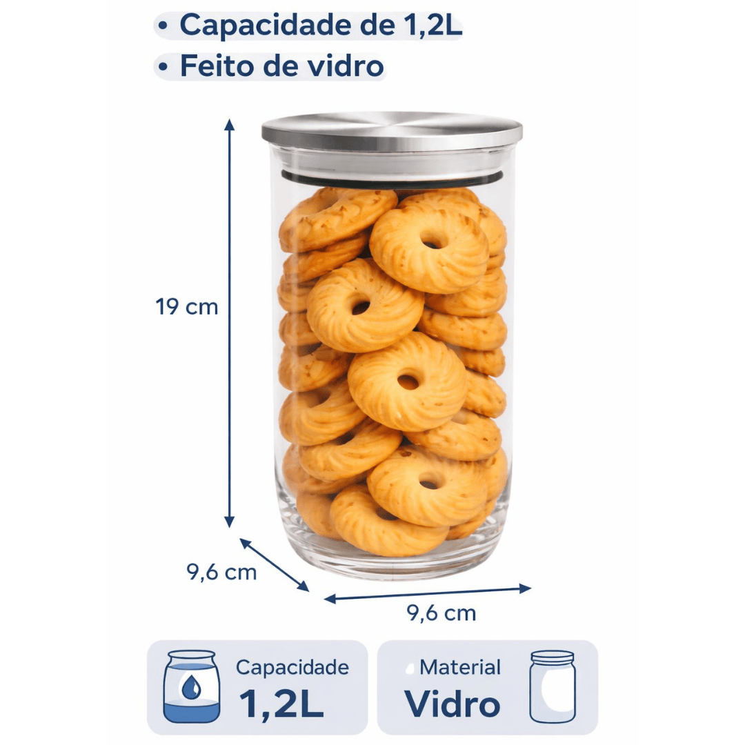 Pote Plus Com Tampa De Metal Nadir 1,2 Litros