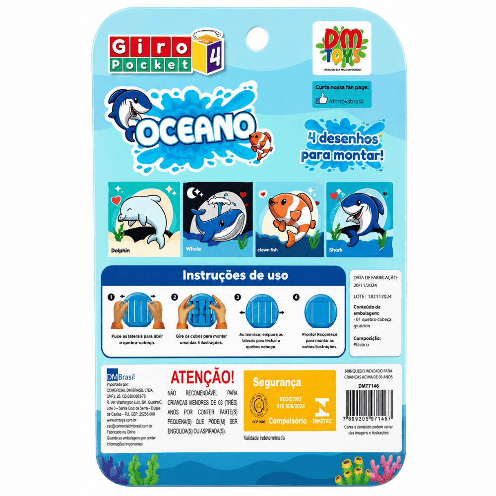 Quebra-Cabeça Giro 4 Pocket Oceano DMBrasil