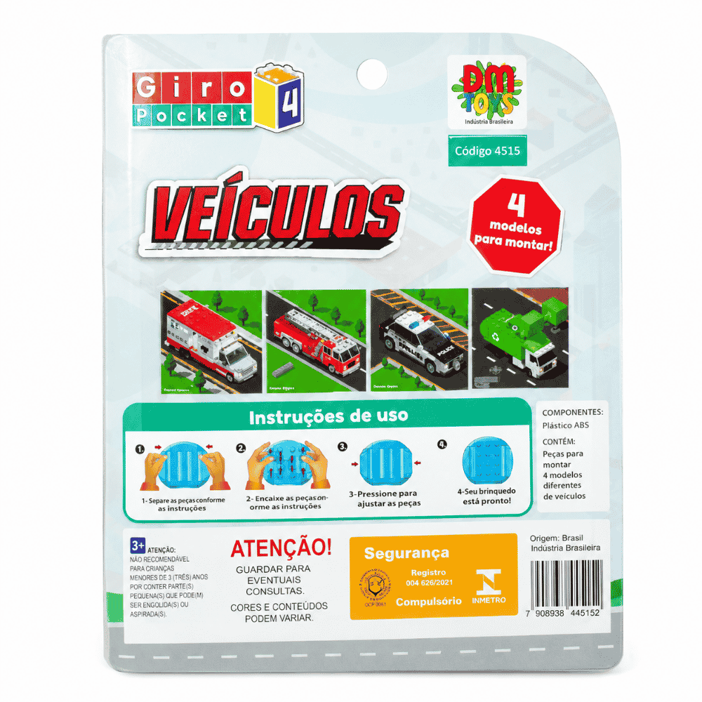 Quebra-Cabeça Giro 4 Pocket Veículo DMBrasil