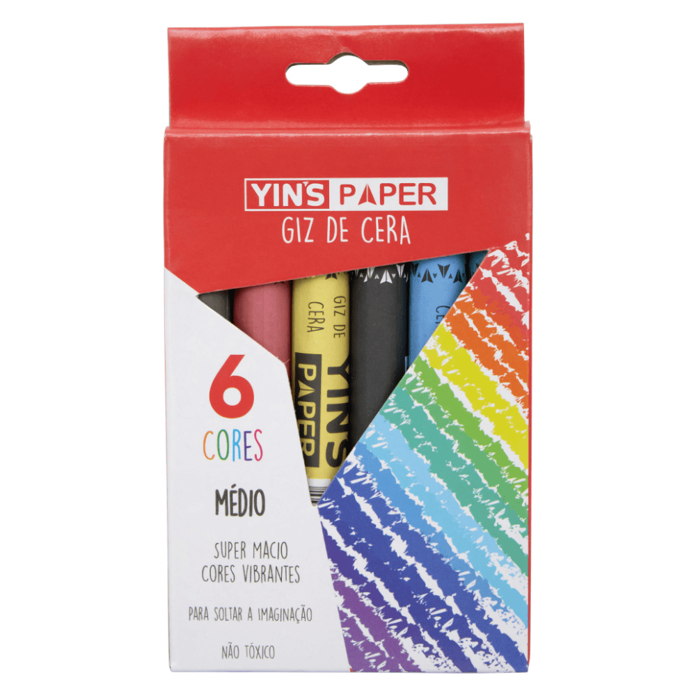 Giz De Cera 6 Cores Médio Yins