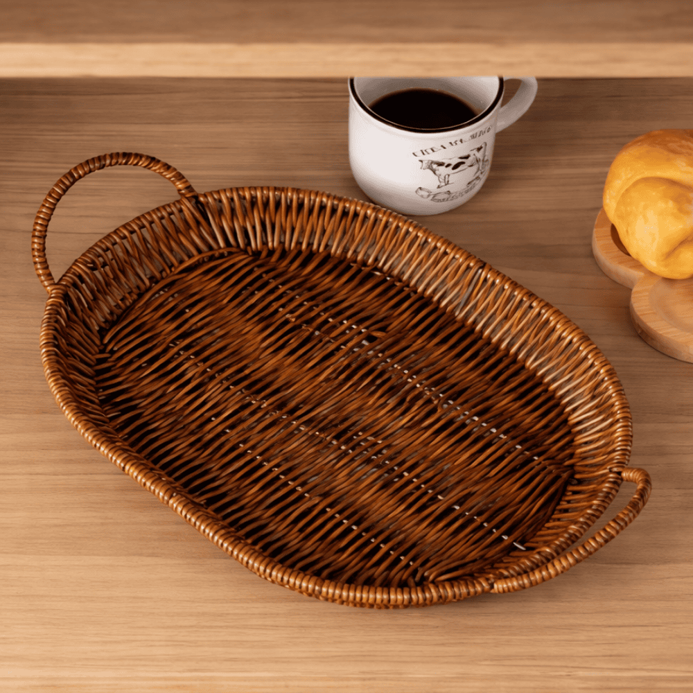 Cesta Oval Com Alça Rattan Coliseu 221656