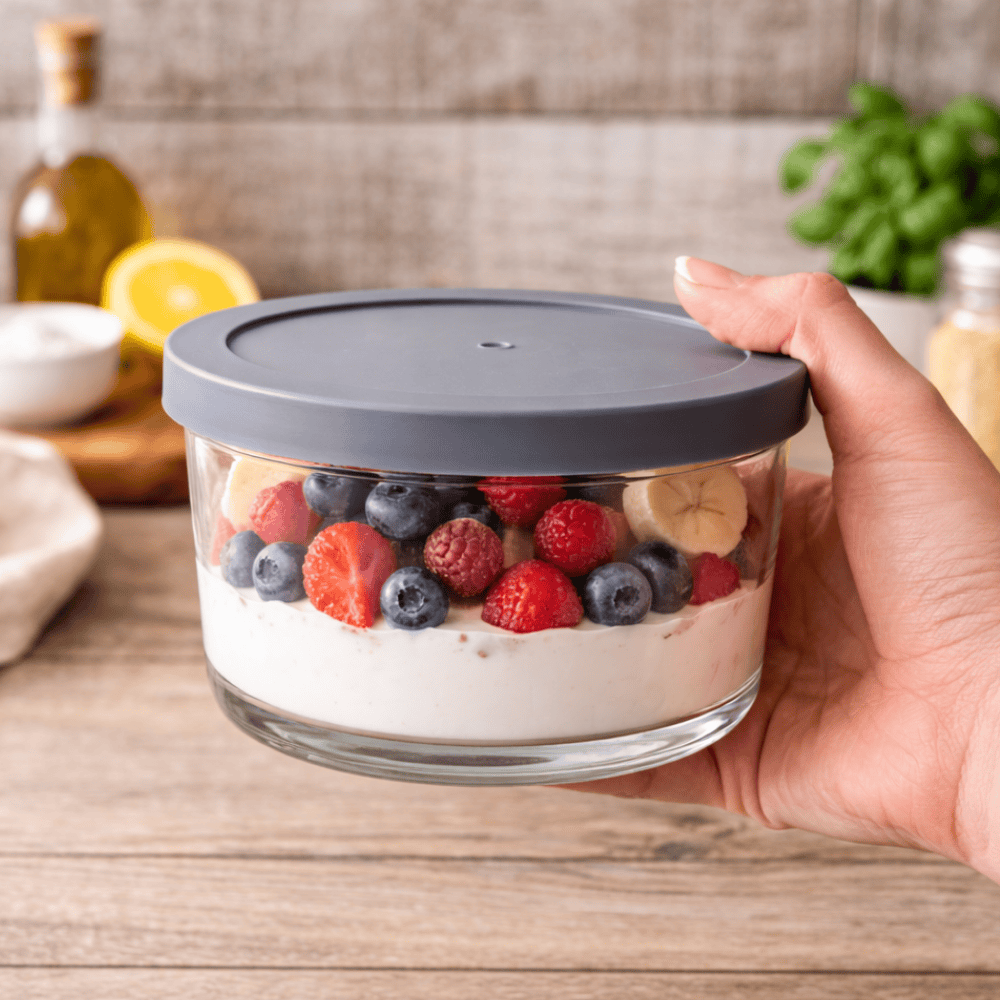 Pote Vidro C/Tampa Cinza 200Ml Coliseu
