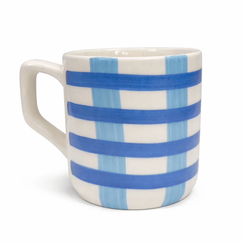 Caneca Cerâmica Xadrez Azul