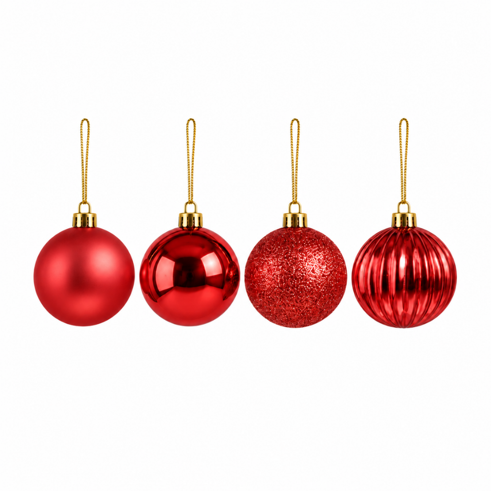 Bola Decorativa para Árvore de Natal Vermelha 4 cm 9 Peças Multiart