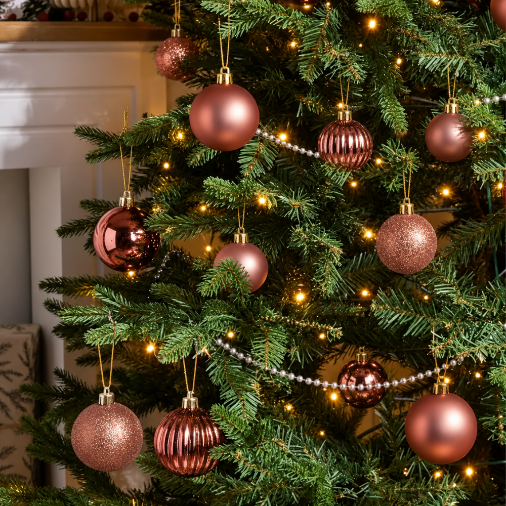 Bola Decorativa para Árvore de Natal Rosa 4 cm 9 Peças Multiart